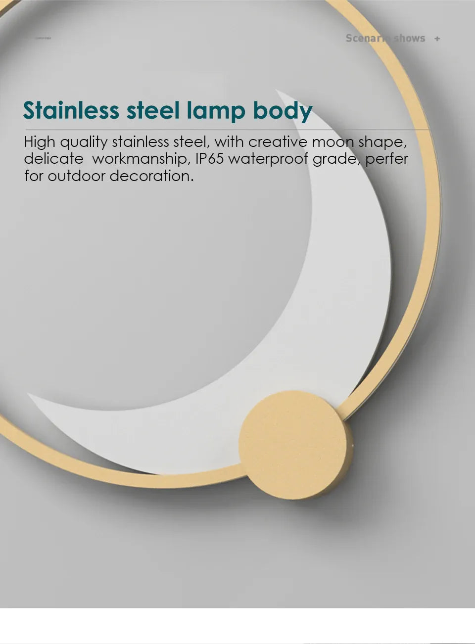 Verthara Premium Stainless Steel Moon Garden Wall Light