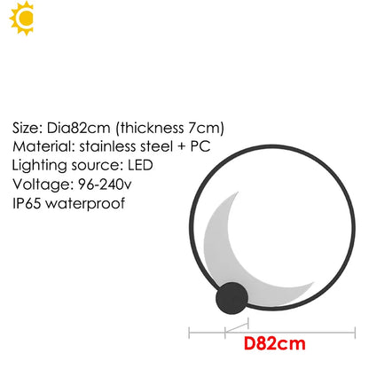Verthara Premium Stainless Steel Moon Garden Wall Light cold   white / D82cm