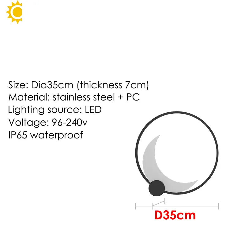 Verthara Premium Stainless Steel Moon Garden Wall Light cold   white / D35cm