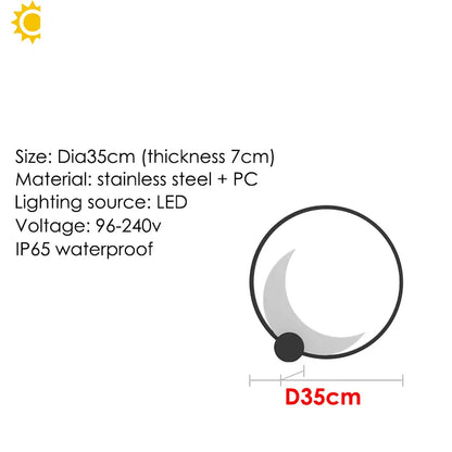 Verthara Premium Stainless Steel Moon Garden Wall Light cold   white / D35cm