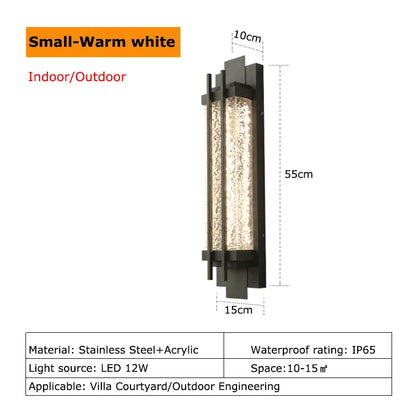 Verthara Premium Stainless Steel Outdoor Wall Sconce H55cm Warm white