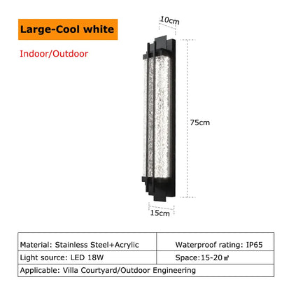 Verthara Premium Stainless Steel Outdoor Wall Sconce H75cm Cool white