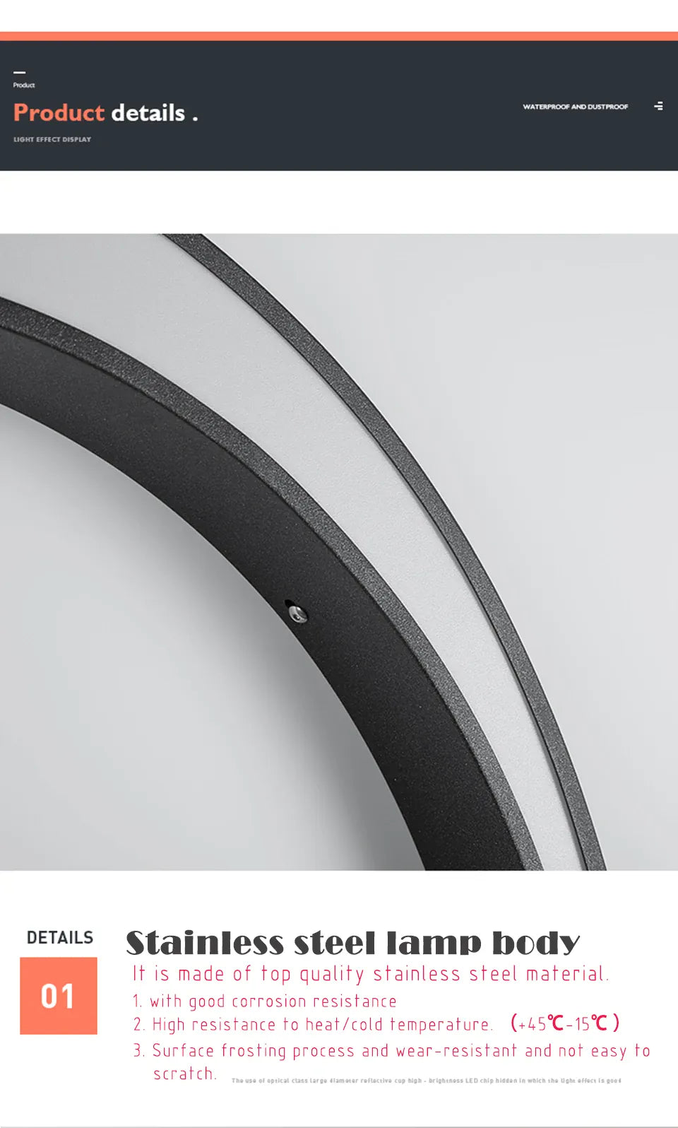 Verthara Premium Stainless Steel Round Moon Outdoor Wall Light IP65