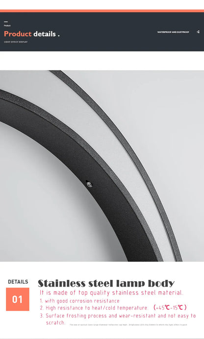 Verthara Premium Stainless Steel Round Moon Outdoor Wall Light IP65