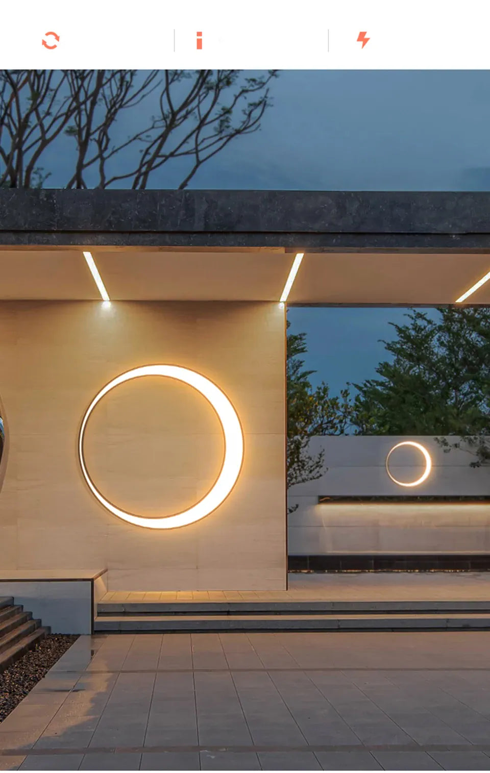 Verthara Premium Stainless Steel Round Moon Outdoor Wall Light IP65