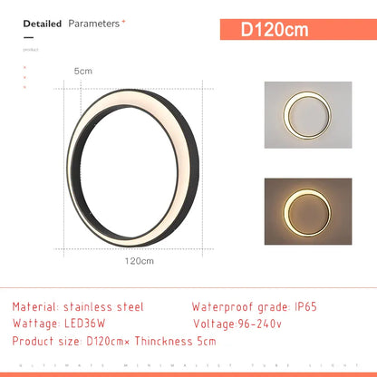 Verthara Premium Stainless Steel Round Moon Outdoor Wall Light IP65 Cool white / D120cm