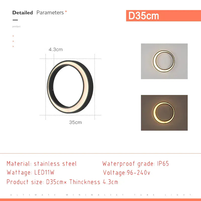 Verthara Premium Stainless Steel Round Moon Outdoor Wall Light IP65