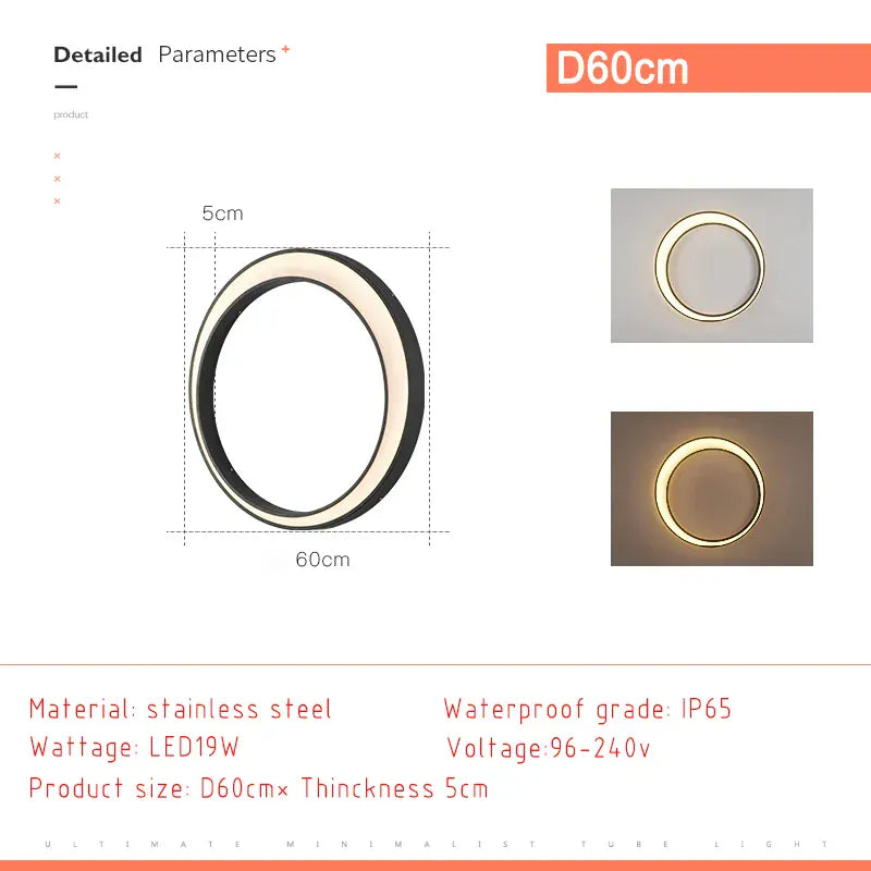 Verthara Premium Stainless Steel Round Moon Outdoor Wall Light IP65
