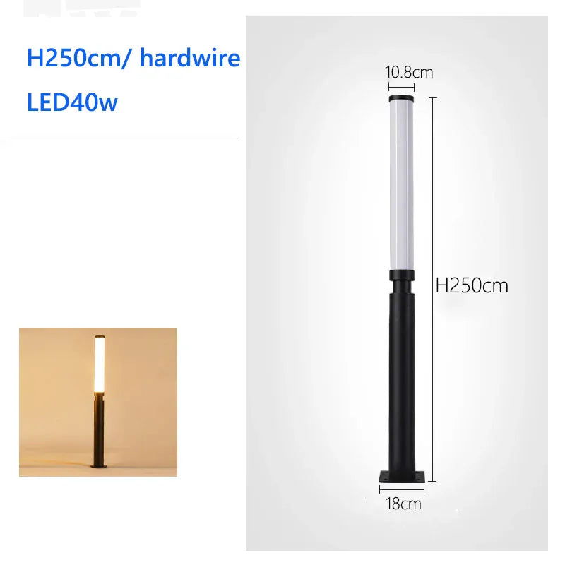 Verthara Premium Super Bright Outdoor LED Landscape Pillar Lamp – Energy Efficient Anti-Corrosion Pathway Lighting for Gardens, Patios, and Parks warm white / H250cm / Yes