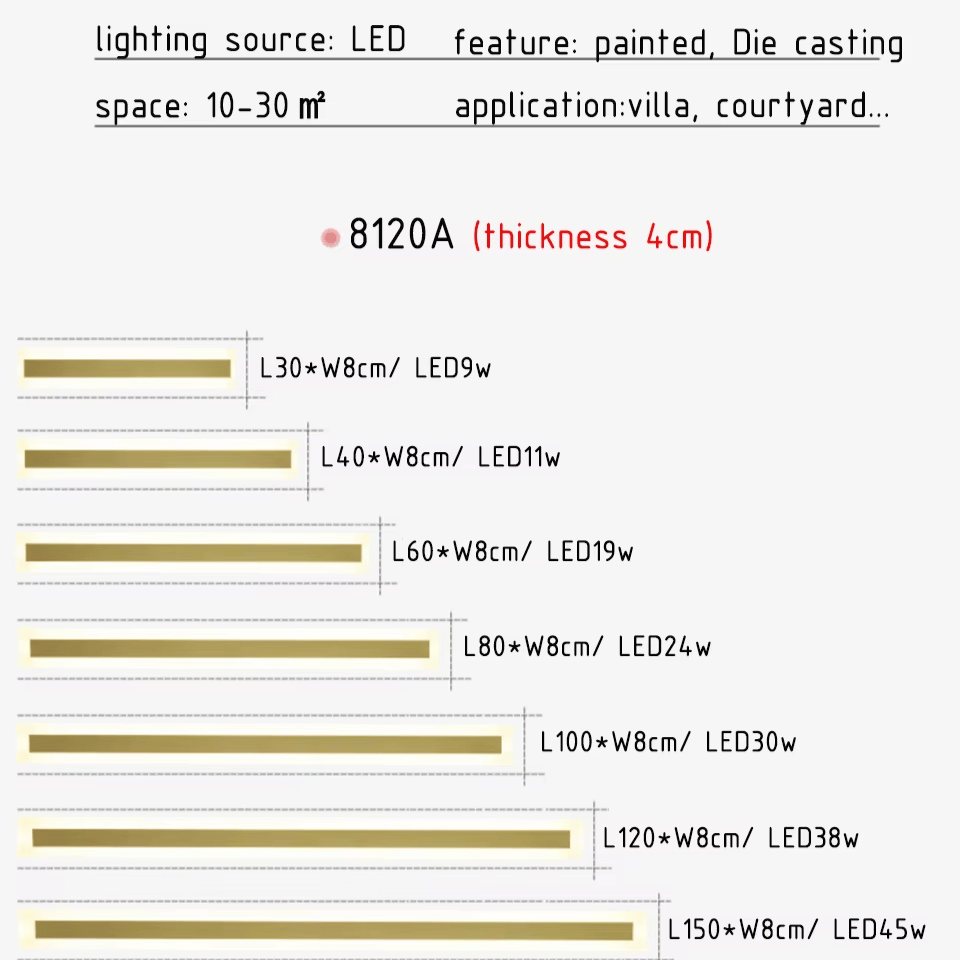 Verthara Premium Tall Gold Aluminium Outdoor LED Wall Light IP65