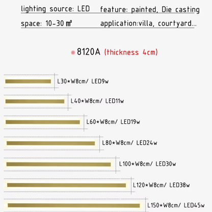 Verthara Premium Tall Gold Aluminium Outdoor LED Wall Light IP65