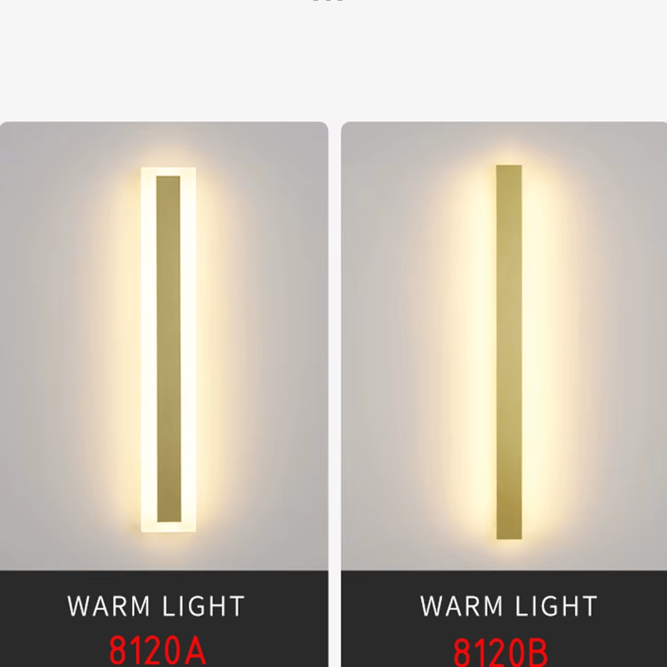 Verthara Premium Tall Gold Aluminium Outdoor LED Wall Light IP65