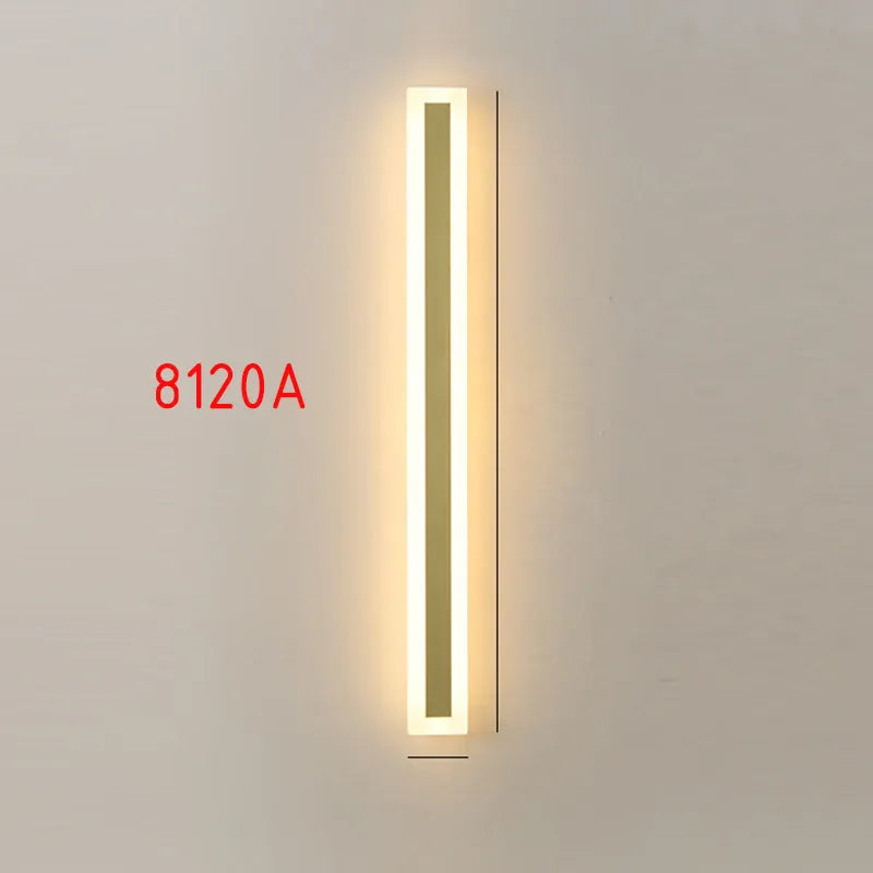 Verthara Premium Tall Gold Aluminium Outdoor LED Wall Light IP65 L30xW8cm 9W / 8120A