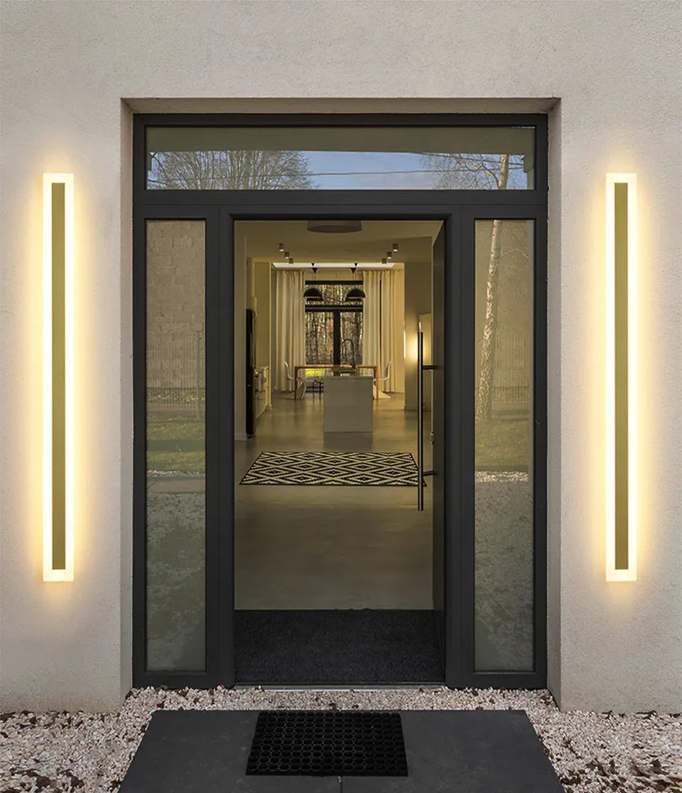 Verthara Premium Tall Gold Aluminium Outdoor LED Wall Light IP65