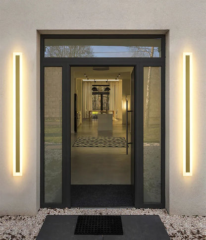 Verthara Premium Tall Gold Aluminium Outdoor LED Wall Light IP65