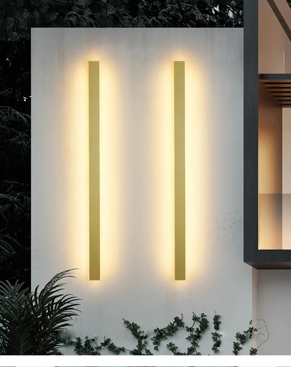 Verthara Premium Tall Gold Aluminium Outdoor LED Wall Light IP65