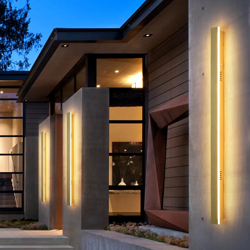Verthara Premium Tall Gold Aluminium Outdoor LED Wall Light IP65