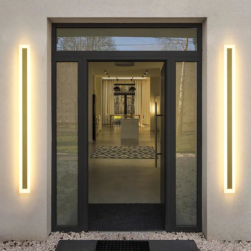 Verthara Premium Tall Gold Aluminium Outdoor LED Wall Light IP65