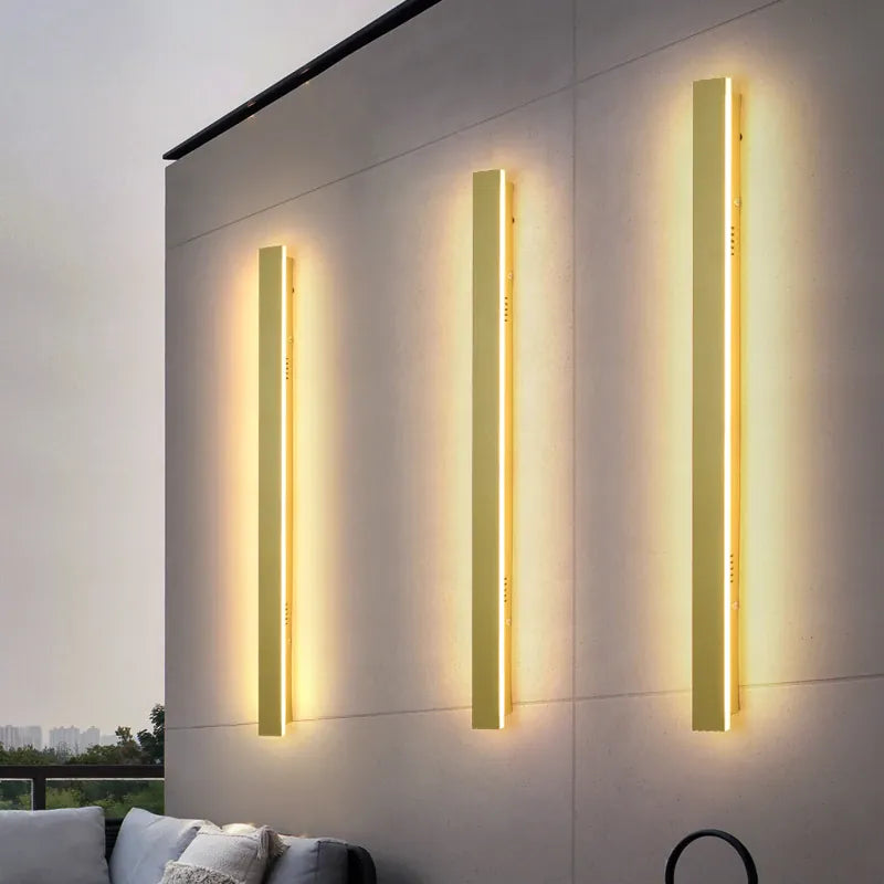 Verthara Premium Tall Gold Aluminium Outdoor LED Wall Light IP65