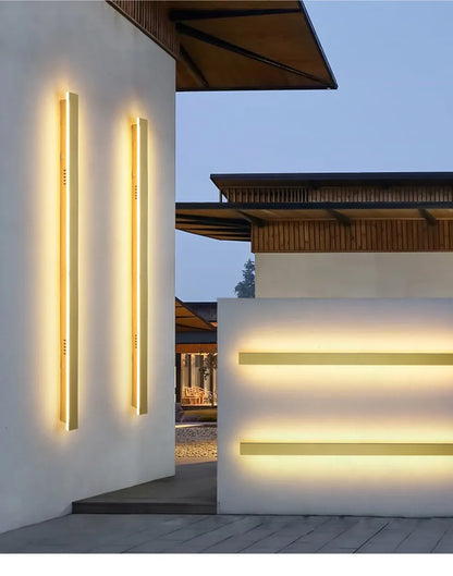 Verthara Premium Tall Gold Aluminium Outdoor LED Wall Light IP65