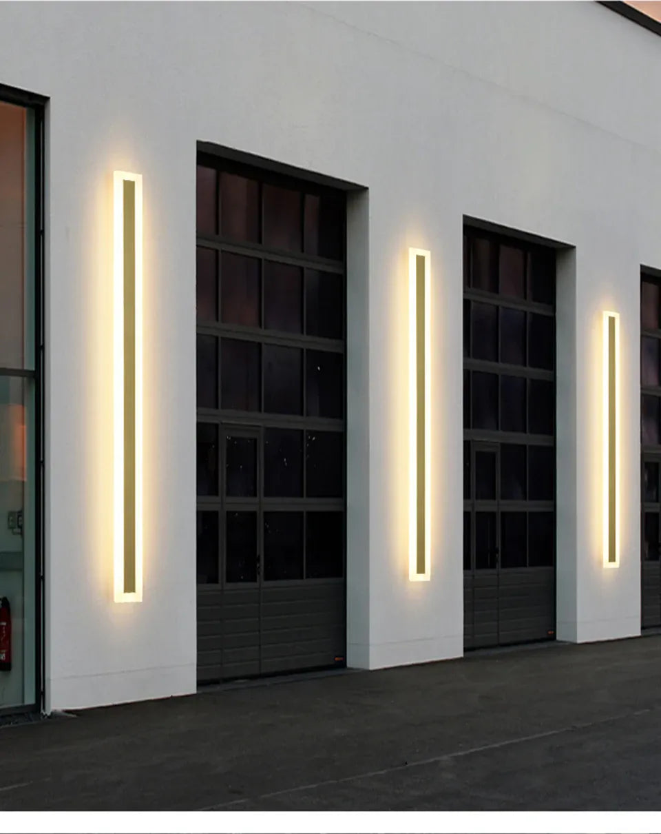 Verthara Premium Tall Gold Aluminium Outdoor LED Wall Light IP65