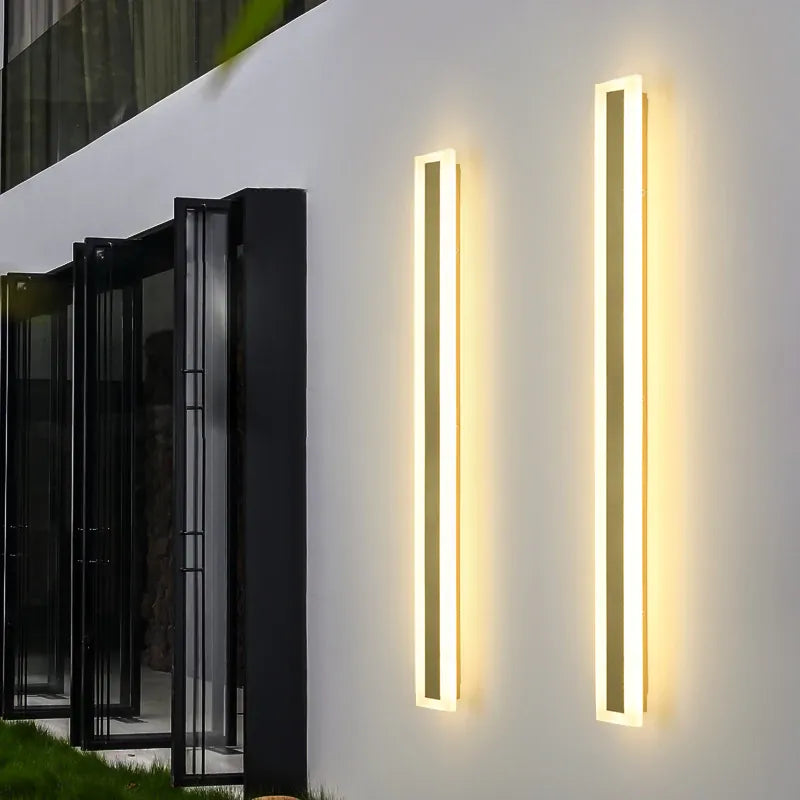 Verthara Premium Tall Gold Aluminium Outdoor LED Wall Light IP65