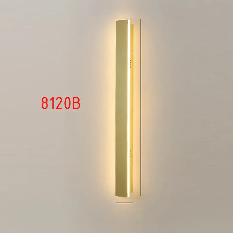 Verthara Premium Tall Gold Aluminium Outdoor LED Wall Light IP65