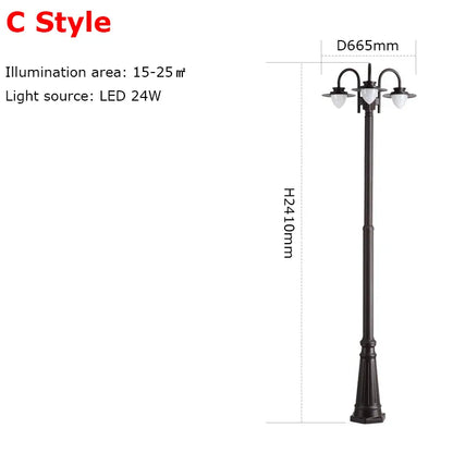 Verthara Premium Three-Head Outdoor Post Light C Post lamp