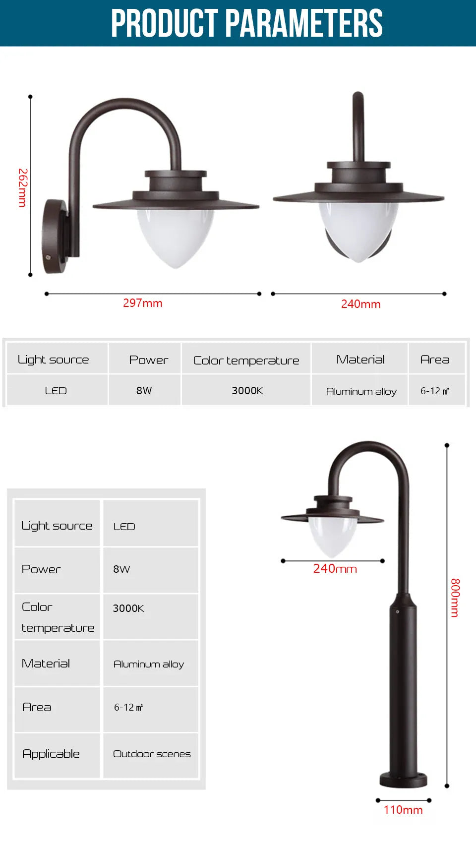 Verthara Premium Three-Head Outdoor Post Light