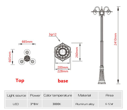 Verthara Premium Three-Head Outdoor Post Light