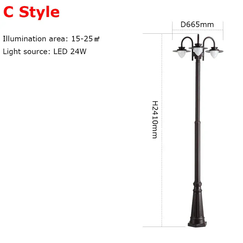 Verthara Premium Three-Head Outdoor Post Light
