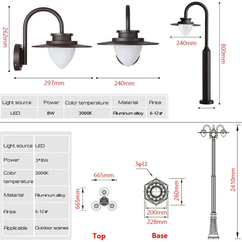 Verthara Premium Three-Head Outdoor Post Light