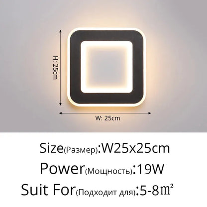 Verthara Premium Touch Sensor Minimalist LED Wall Light B Square Black 25cm / 3 Colors Sensor