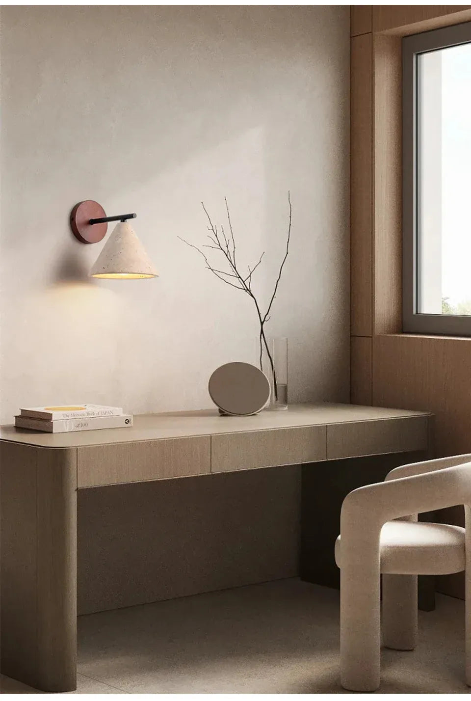 Verthara Premium Travertine Stone Bedside Wall Light