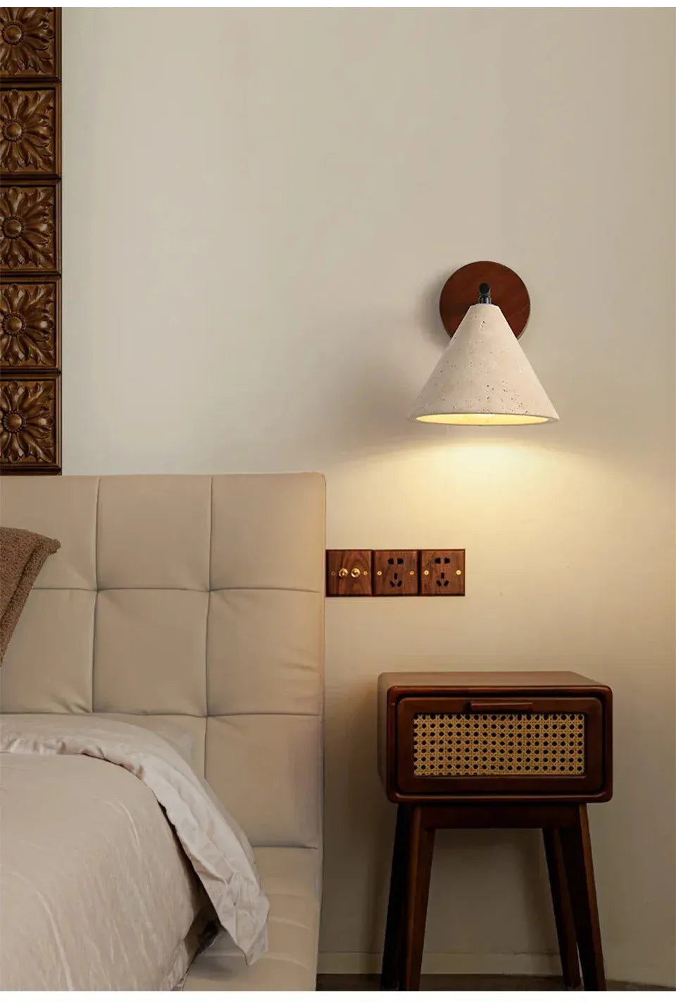 Verthara Premium Travertine Stone Bedside Wall Light