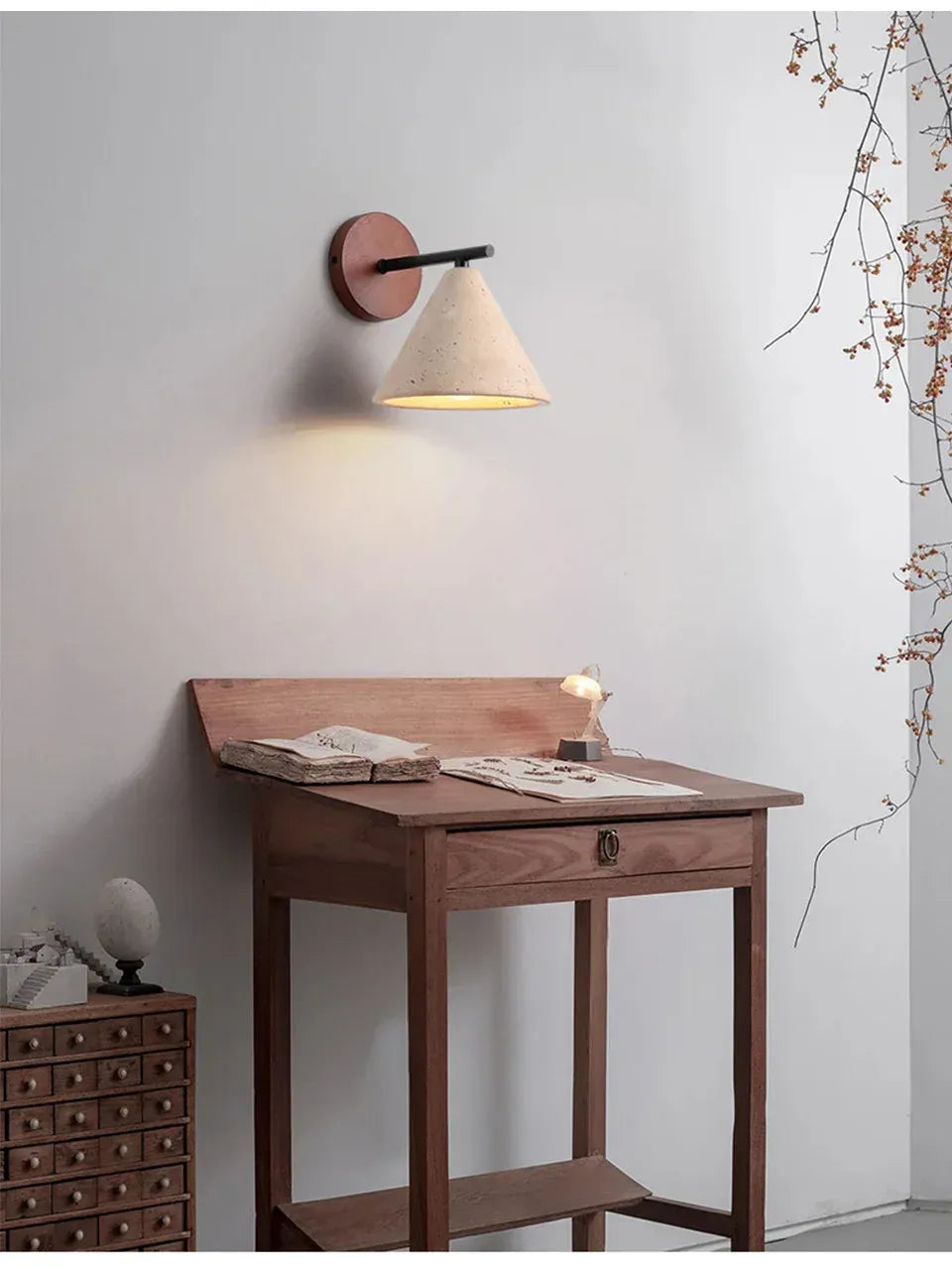 Verthara Premium Travertine Stone Bedside Wall Light