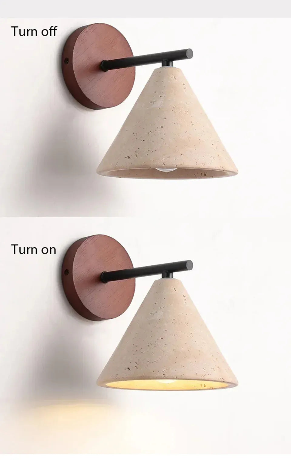 Verthara Premium Travertine Stone Bedside Wall Light