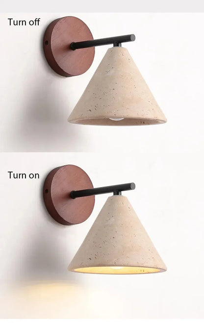 Verthara Premium Travertine Stone Bedside Wall Light