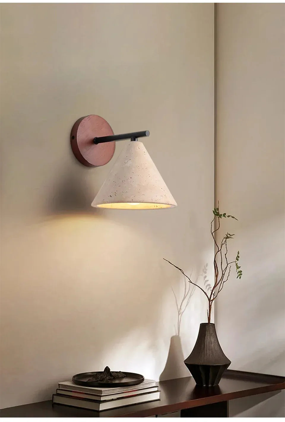Verthara Premium Travertine Stone Bedside Wall Light