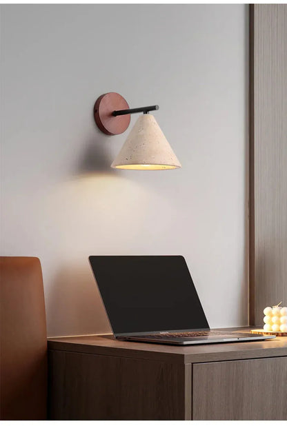 Verthara Premium Travertine Stone Bedside Wall Light