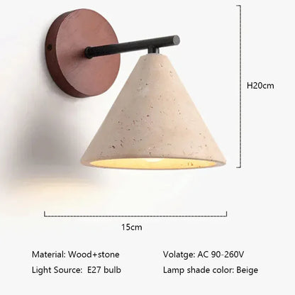 Verthara Premium Travertine Stone Bedside Wall Light No Switch / Cool white