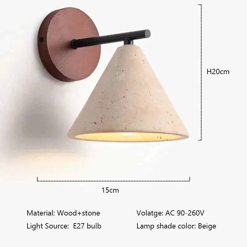 Verthara Premium Travertine Stone Bedside Wall Light
