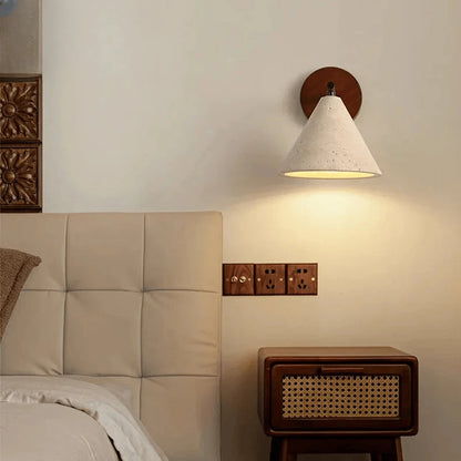 Verthara Premium Travertine Stone Bedside Wall Light