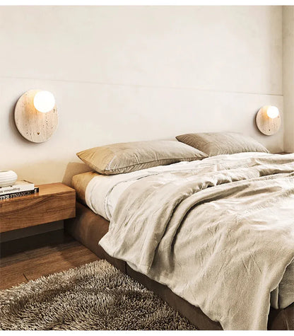 Verthara Premium Travertine Stone & Glass Ball Wall Light
