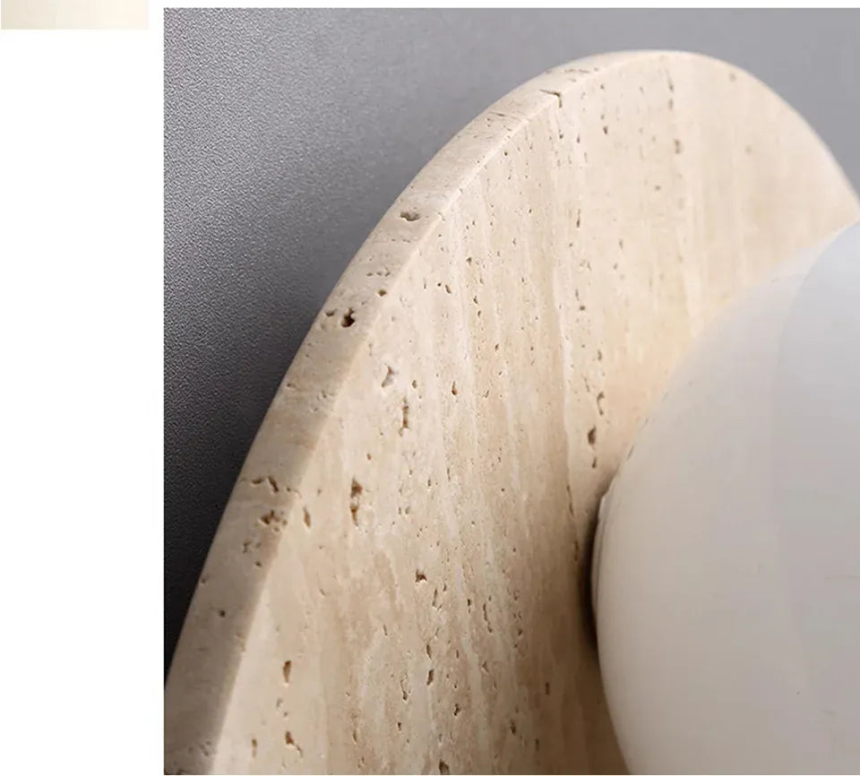 Verthara Premium Travertine Stone & Glass Ball Wall Light