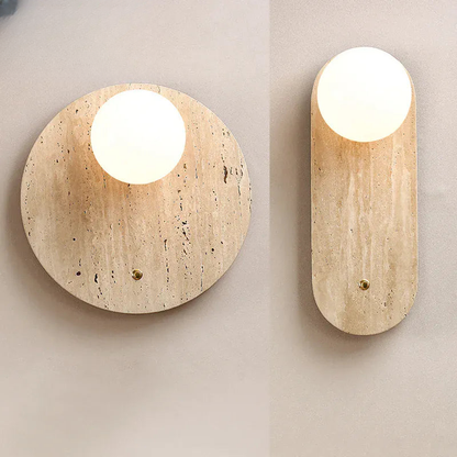 Verthara Premium Travertine Stone & Glass Ball Wall Light