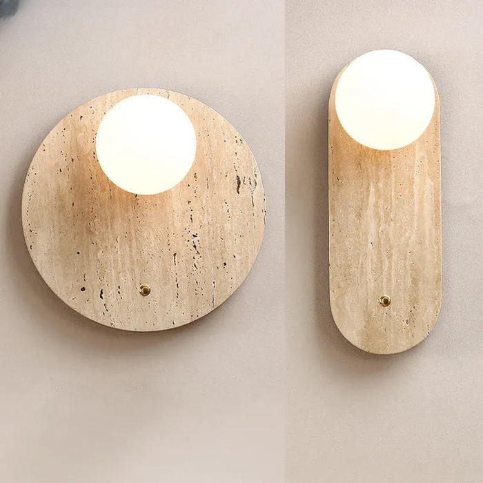 Verthara Premium Travertine Stone & Glass Ball Wall Light