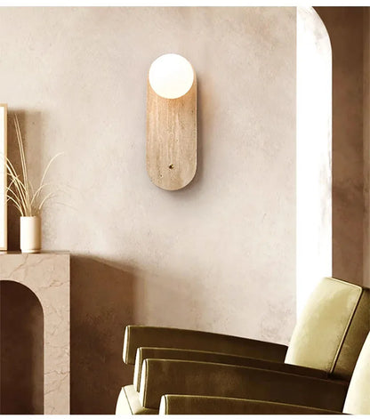 Verthara Premium Travertine Stone & Glass Ball Wall Light