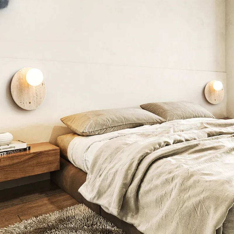 Verthara Premium Travertine Stone & Glass Ball Wall Light