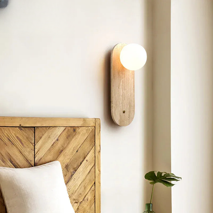 Verthara Premium Travertine Stone & Glass Ball Wall Light